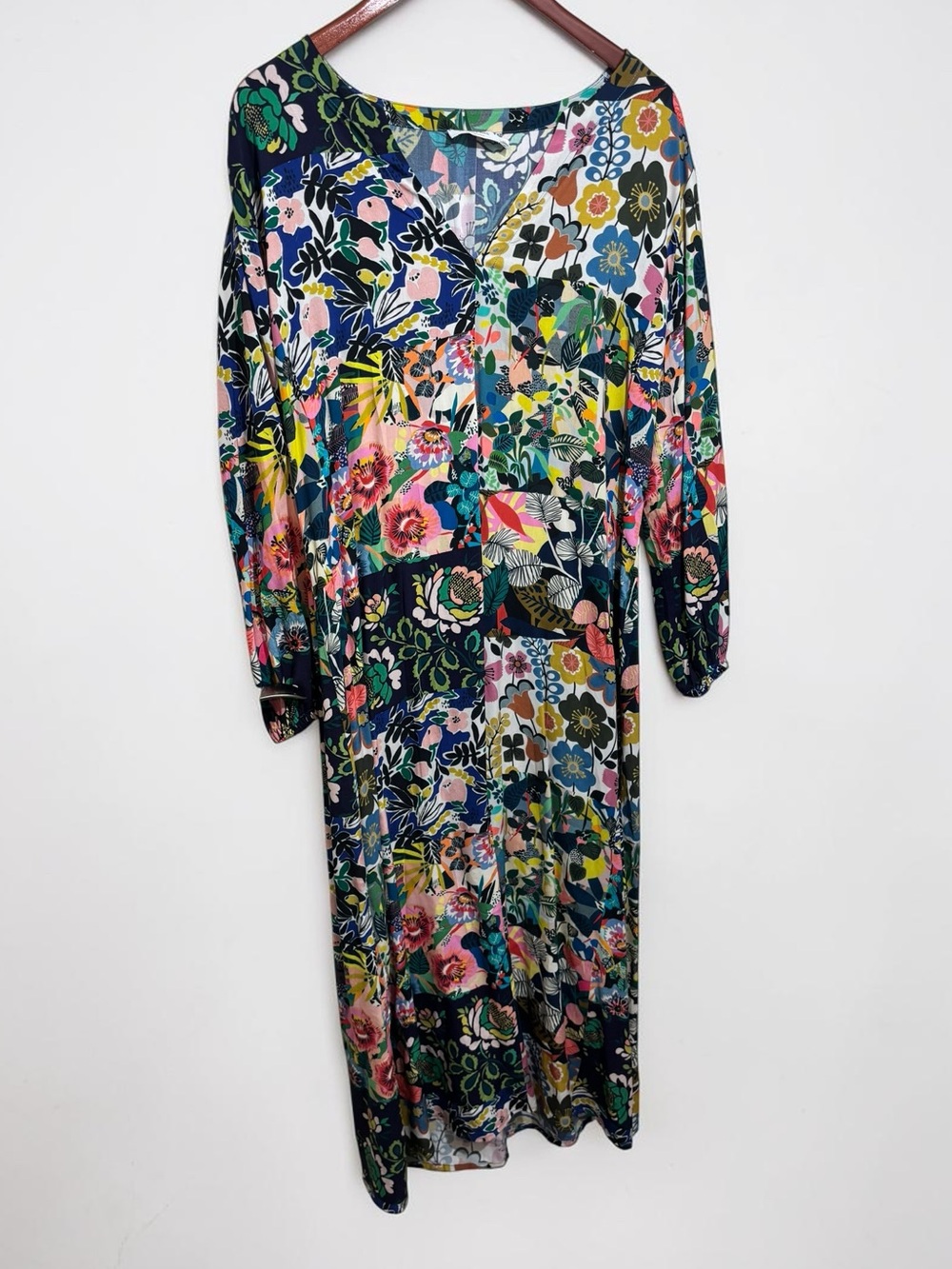 Johnny Was Patchwork Dress Puff Sleeve Floral Layla Boho Rayon M - Picture 5 of 8